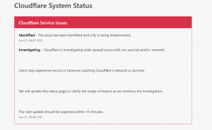 Outage on Web application firewall service provide Cloudflare