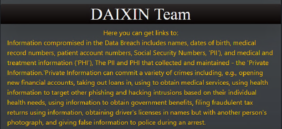 Daixin team- A ransomware group targeting healthcare industries