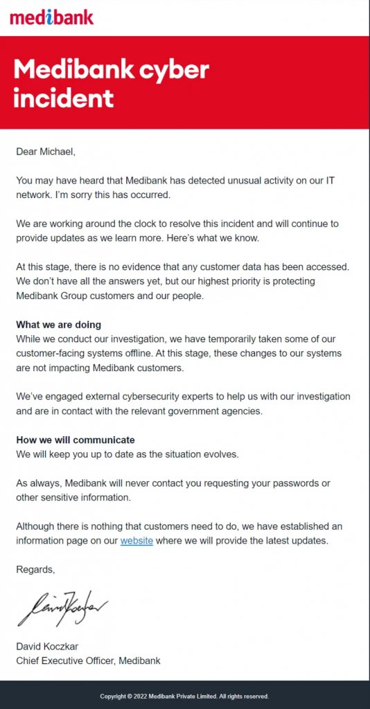 Australian Health Insurer Medibank lost data in ransomware attack